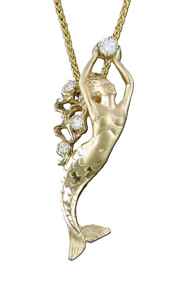 Diamond Mermaid Pendant in 14k Gold – Craftmasters of Nantucket - Main Image