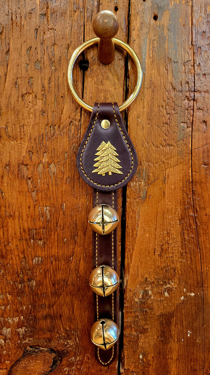 Leather Bells with Double Pine Tree Charm