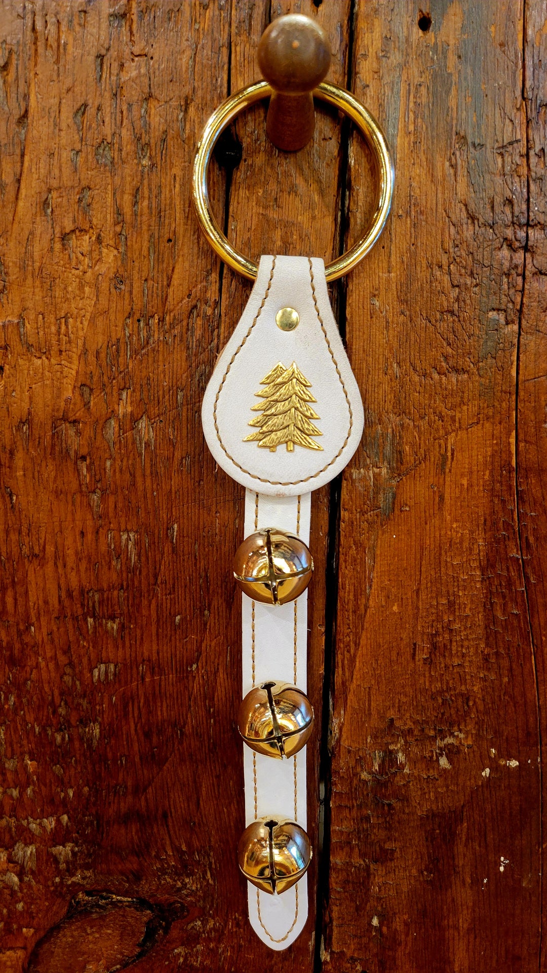 Leather Bells with Double Pine Tree Charm