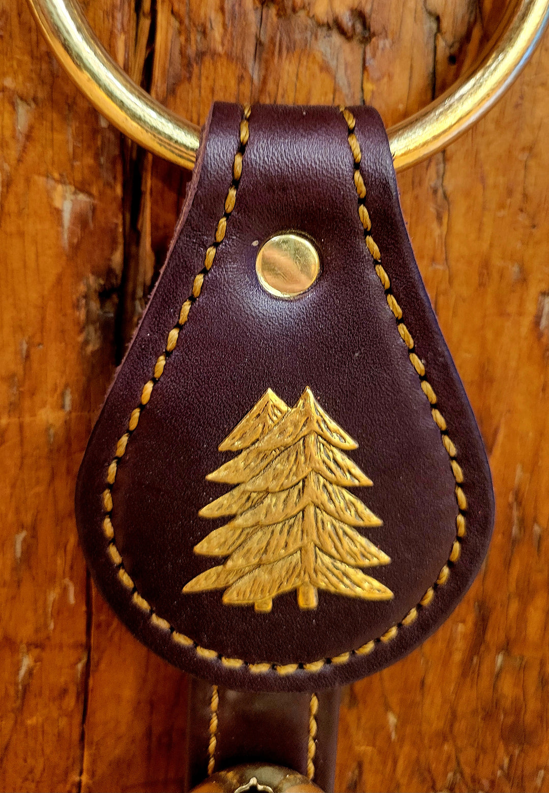 Leather Bells with Double Pine Tree Charm