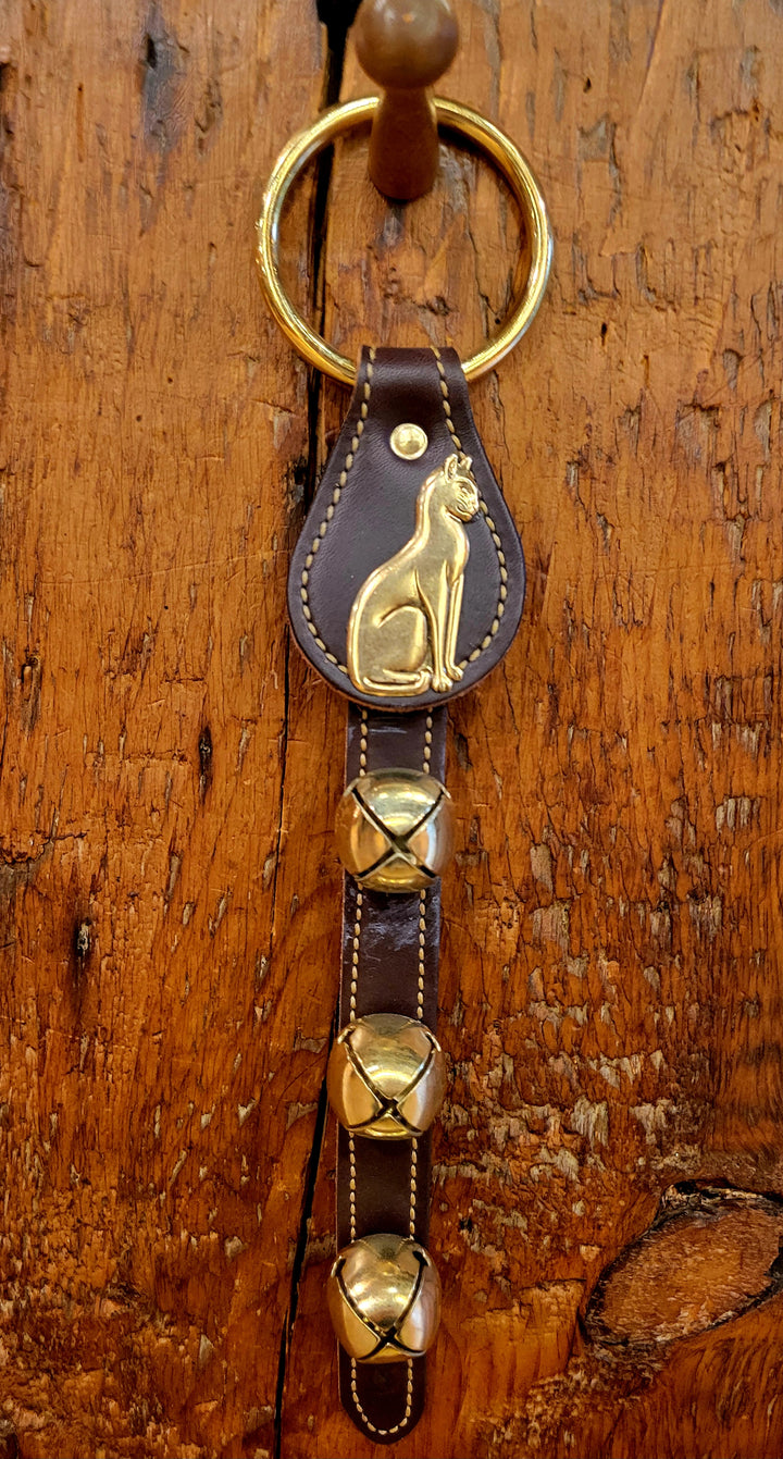 Leather Bells with Cat Charm