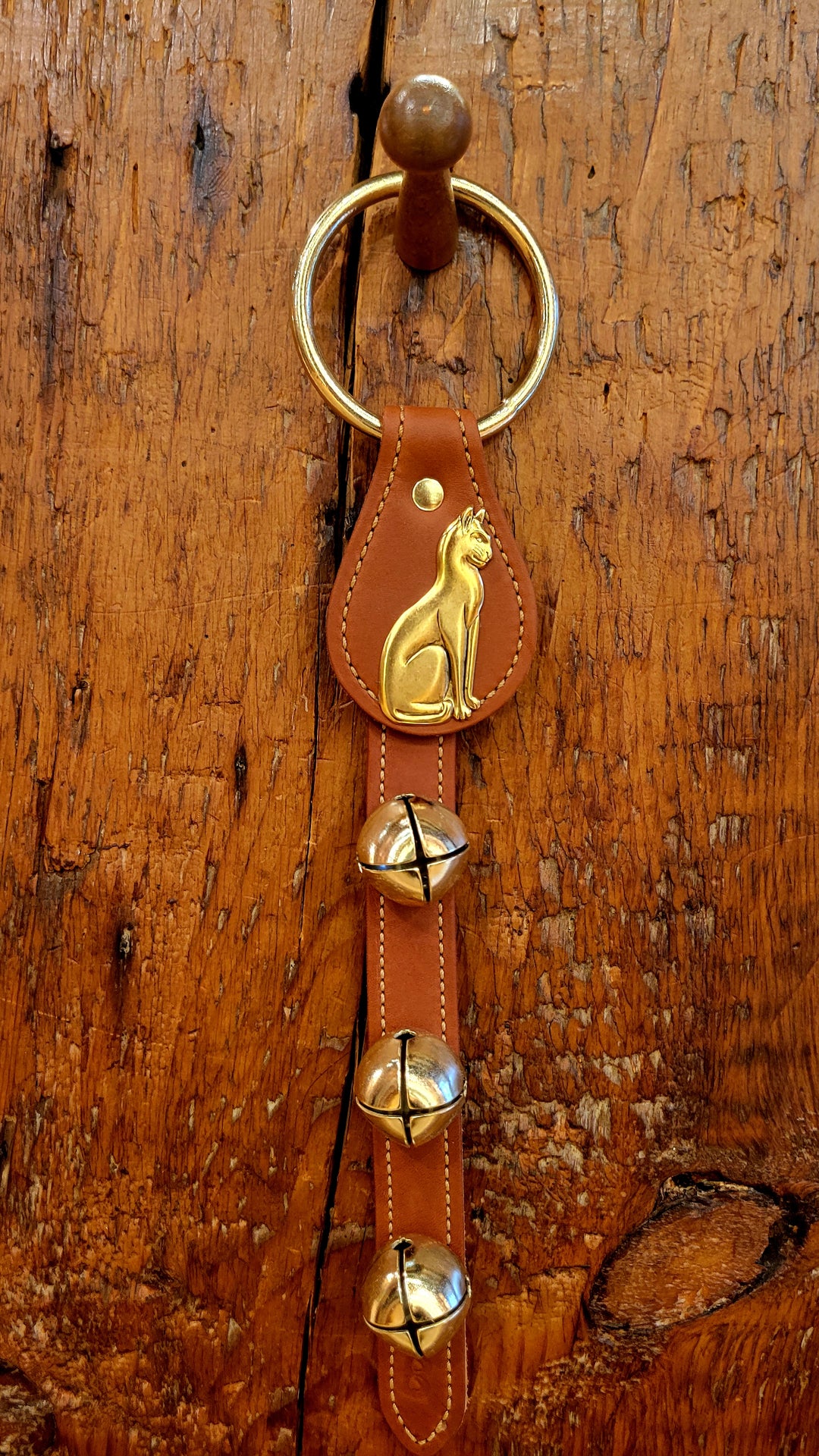 Leather Bells with Cat Charm