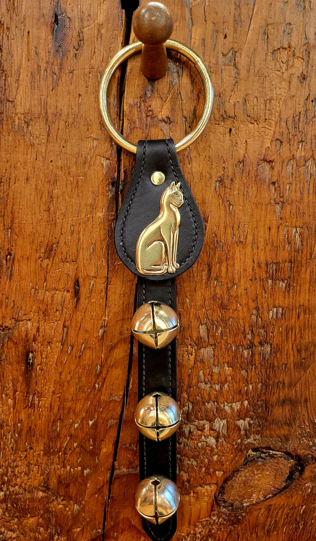 Leather Bells with Cat Charm
