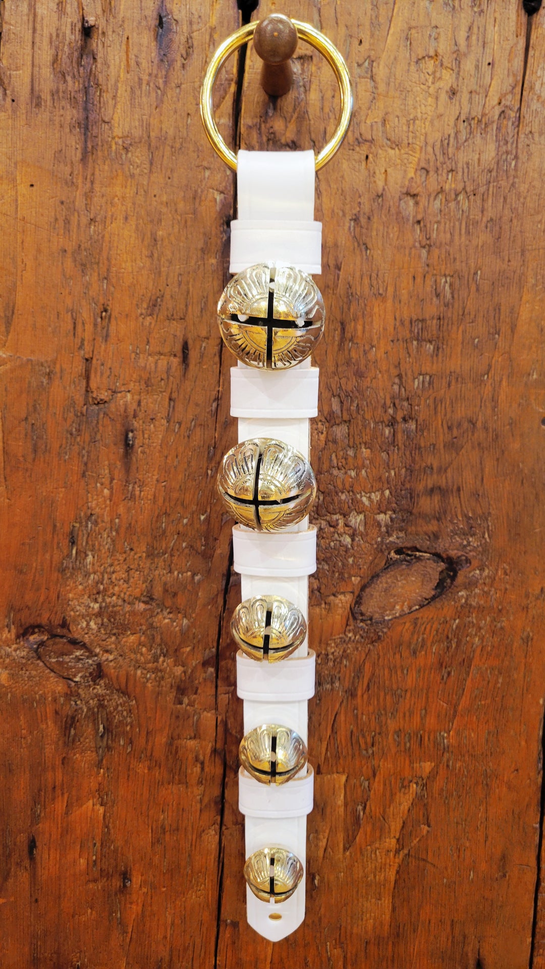 Medium Leather Strap With Keepers - 5 Solid Brass Bells