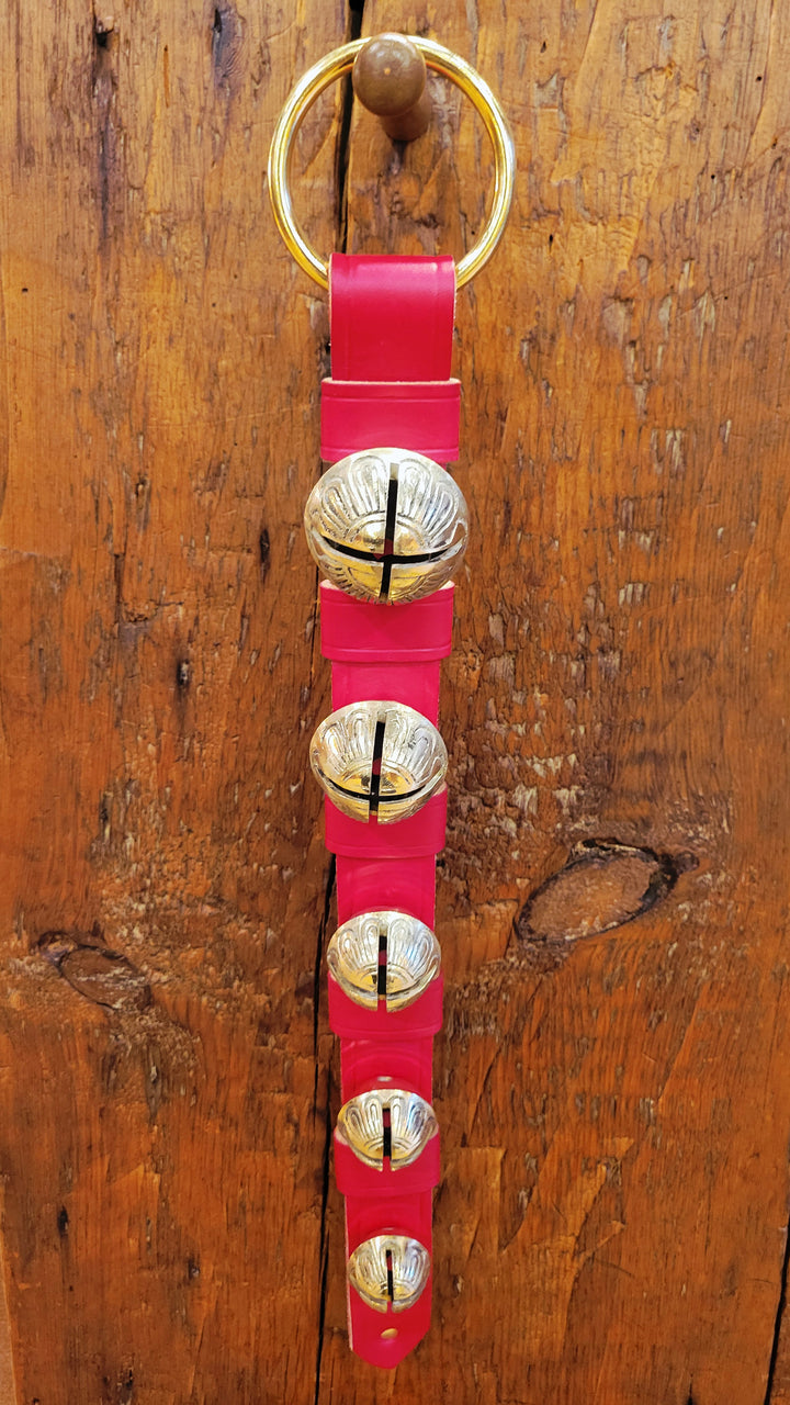 Medium Leather Strap With Keepers - 5 Solid Brass Bells