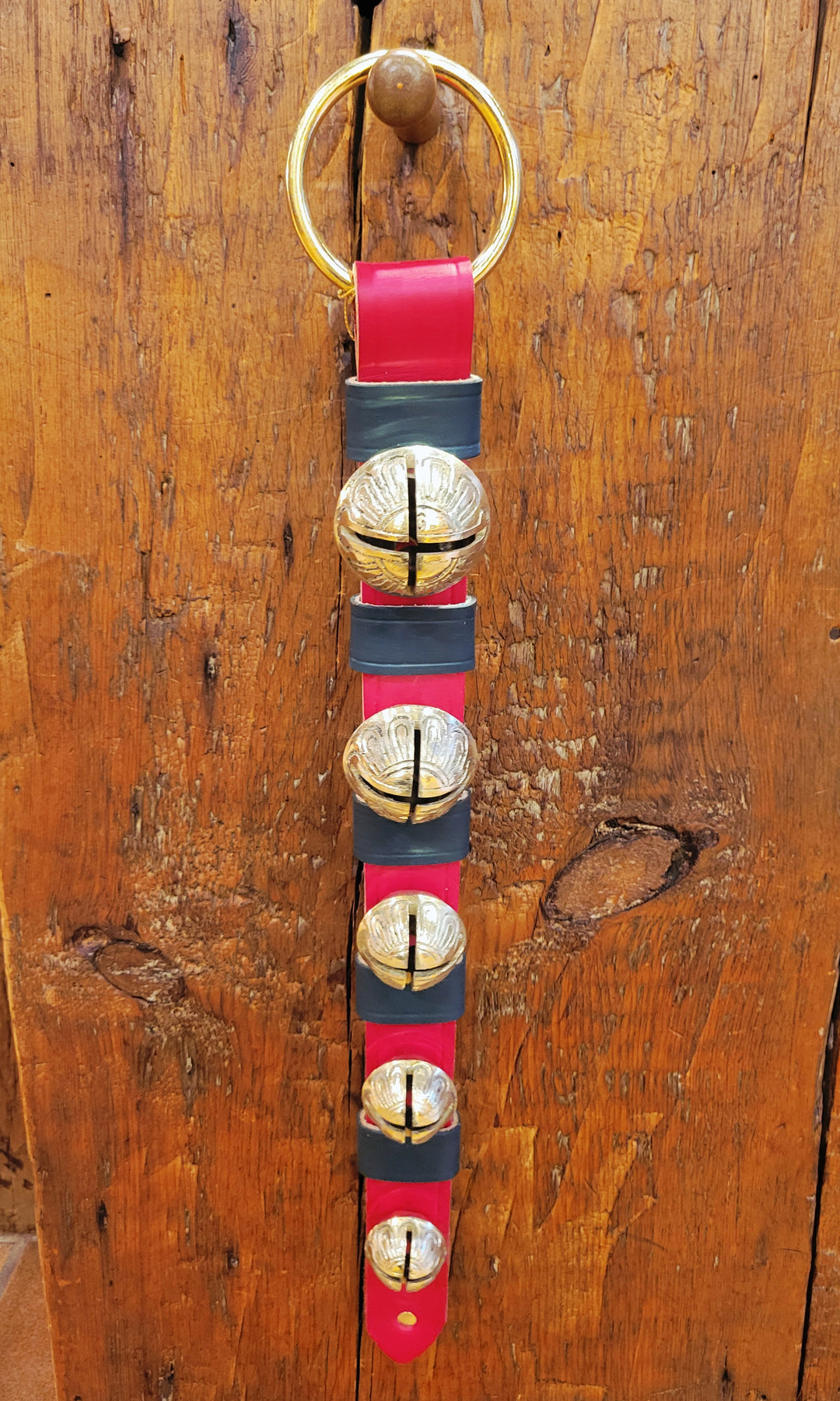 Medium Leather Strap With Keepers - 5 Solid Brass Bells