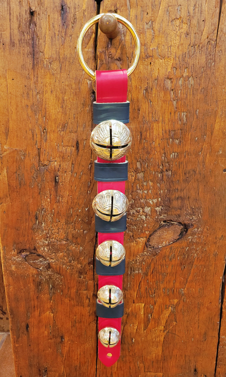 Medium Leather Strap With Keepers - 5 Solid Brass Bells