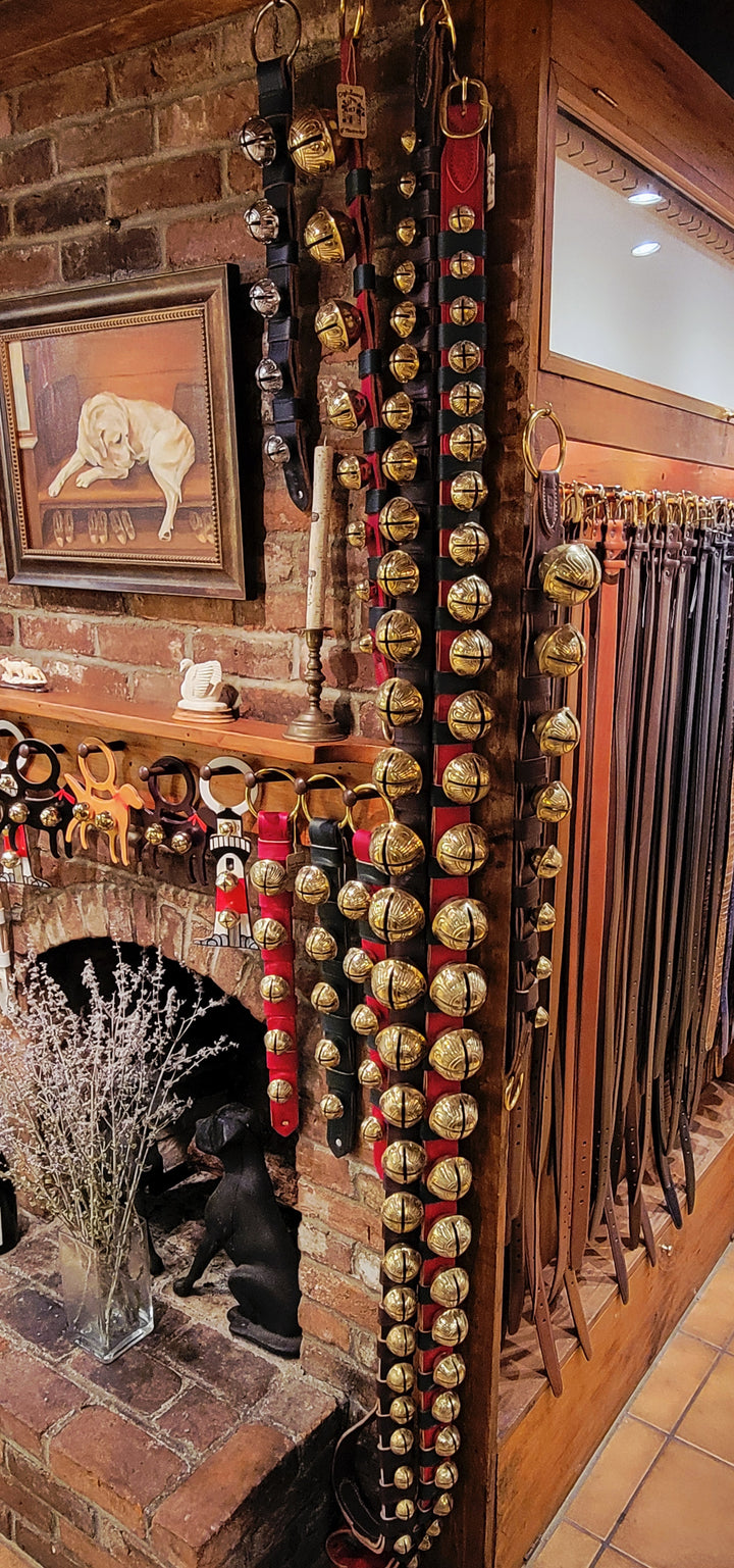 Extra Large Leather Strap With Keepers - 29 Graduated Solid Brass Bells