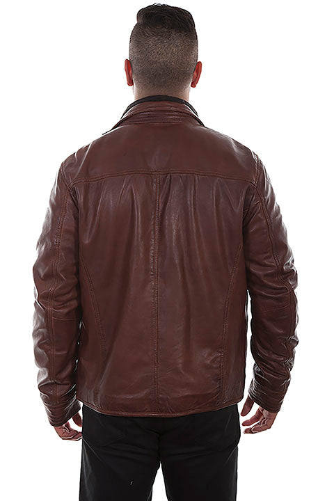 Antique Brown Leather Jacket - Quilted Insert