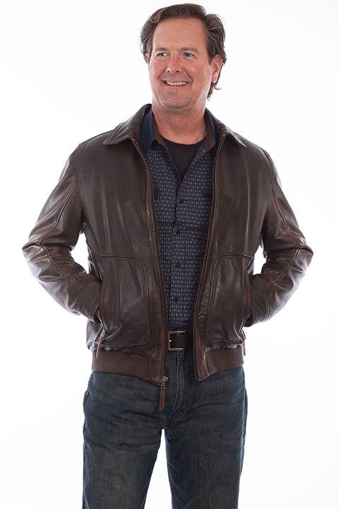 Rugged Brown Lambskin Leather Jacket - Fully Lined