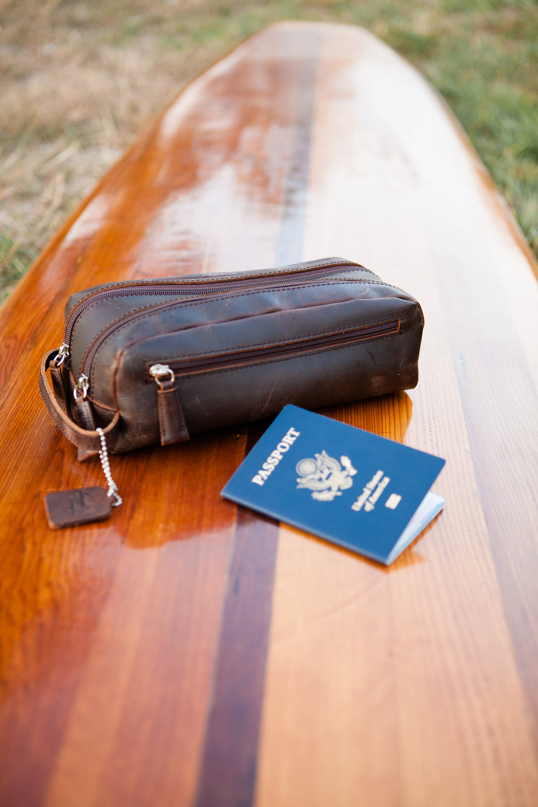 Small Double Zipper Leather Travel DOPP Kit