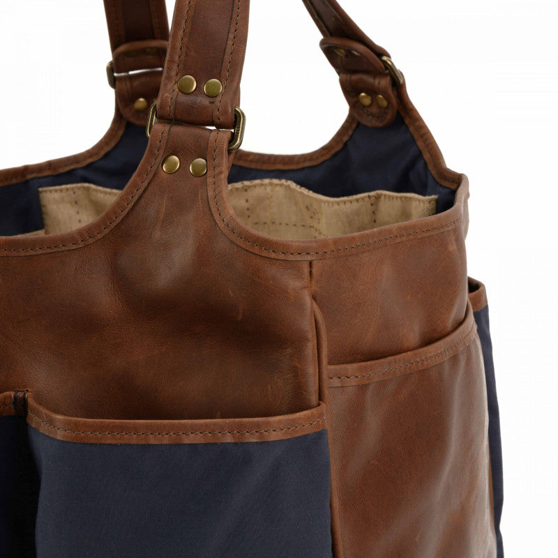 Leather Picnic Tote with Four Wine Bottle Pockets