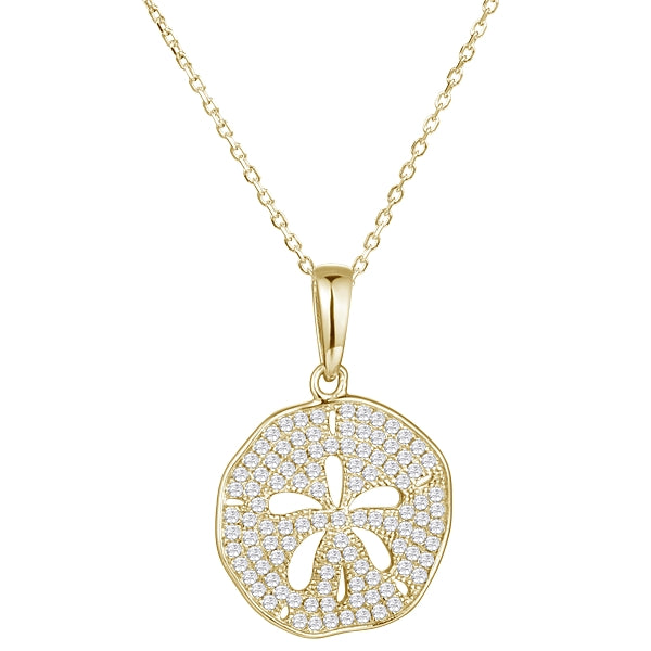 Sand dollar Necklace - 14k Gold and Diamonds