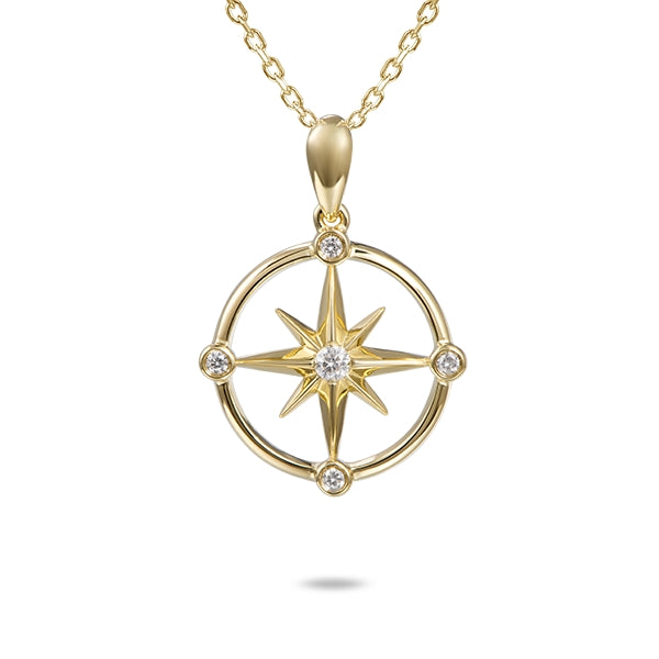 Compass Necklace - 14K Gold and Diamonds