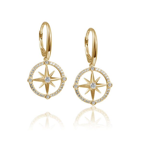 Compass Earrings  - 14K Gold and Diamonds