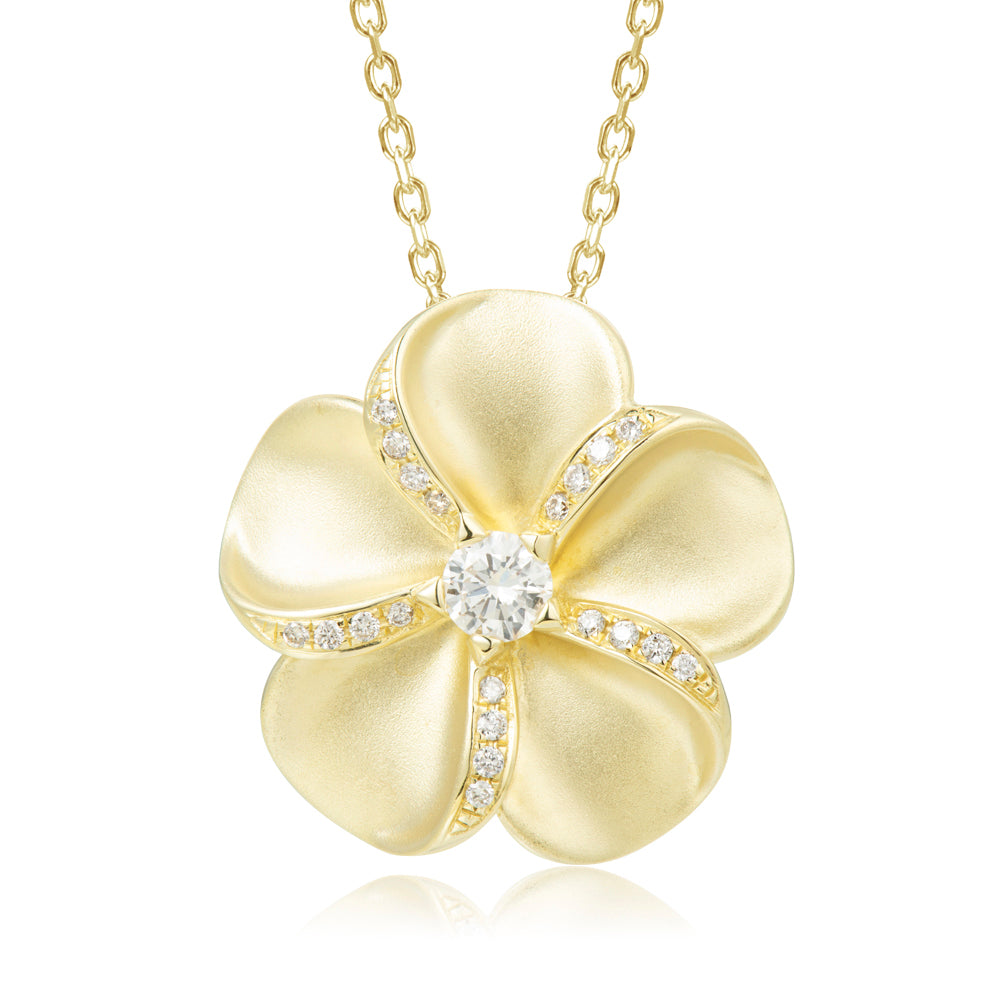 Gold sale plumeria pendant