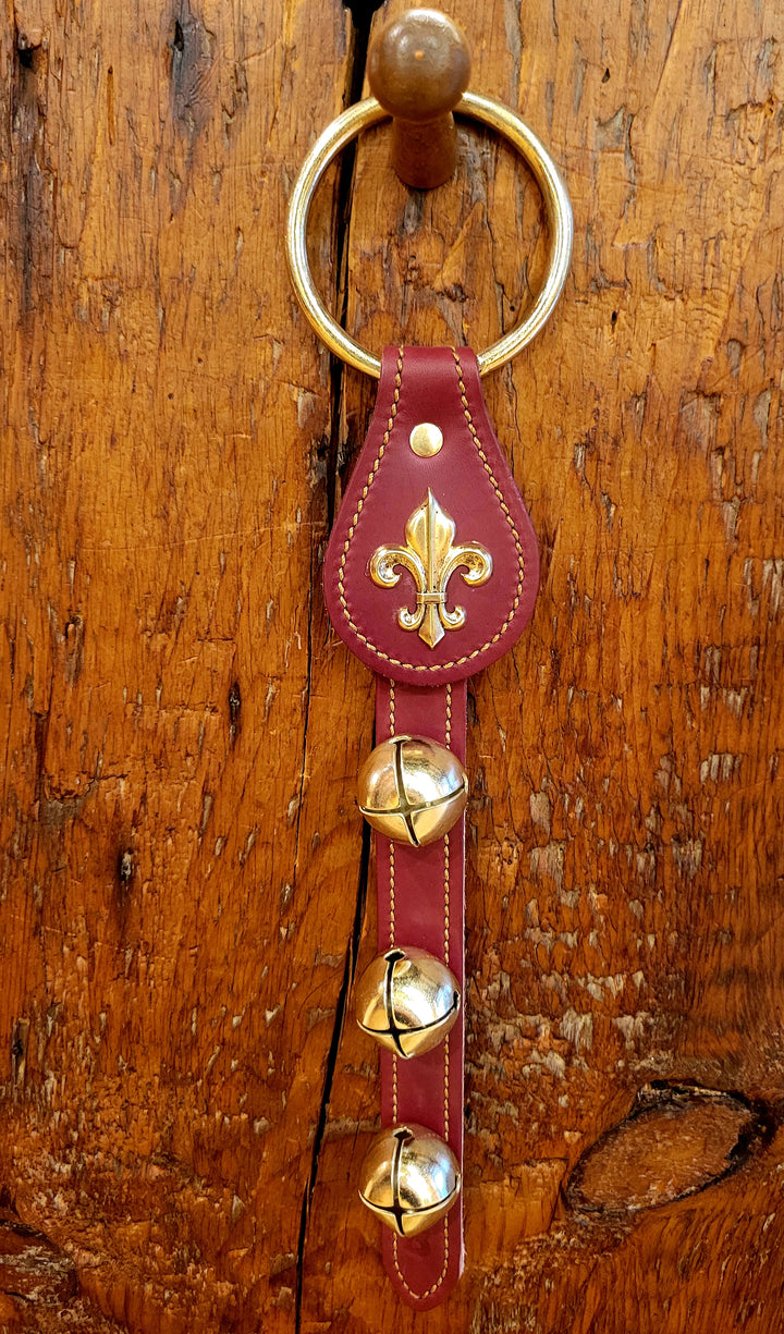 Leather Bells with Fleur de Lis Charm
