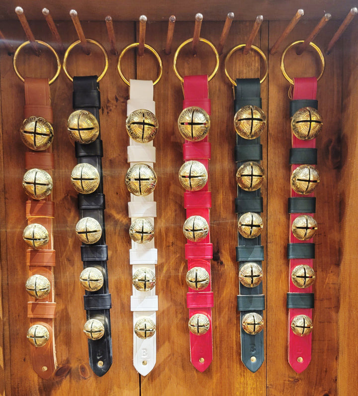 Medium Leather Strap With Keepers - 5 Solid Brass Bells