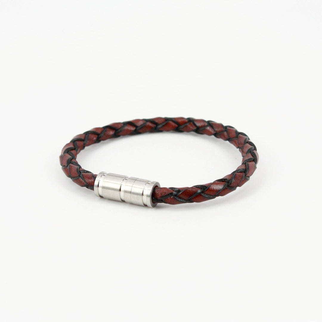 Antiqued Braided Leather Piccolo Bracelet - Brown