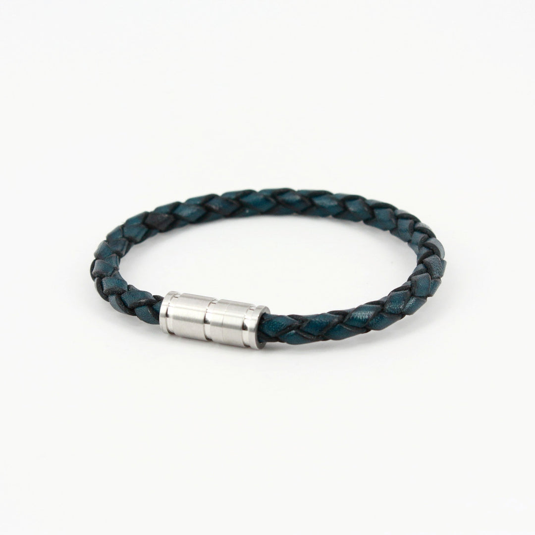 Antiqued Braided Leather Piccolo Bracelet - Navy