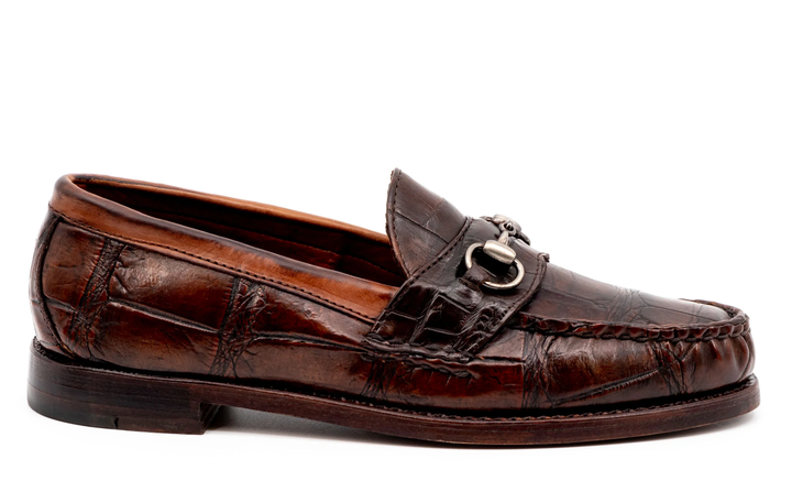 Jacob Genuine American Alligator Leather Horse Bit Loafers - Antique Chestnut