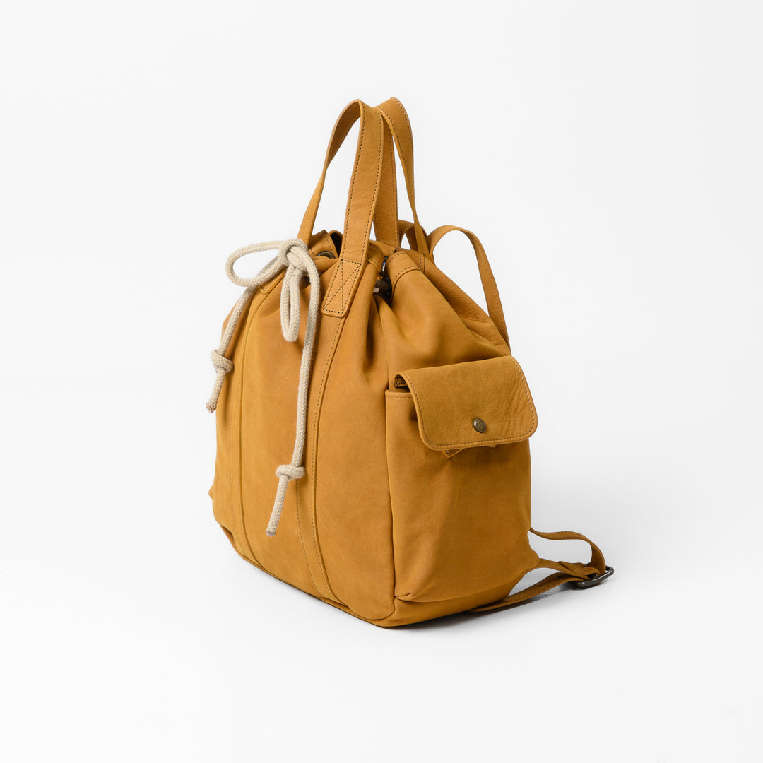 Reclaimed Leather Cinch Top Backpack