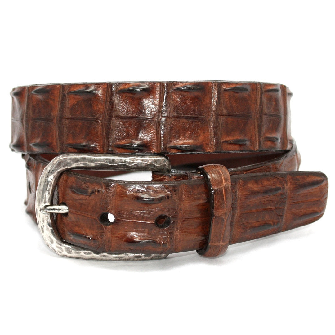 Genuine Hornback Crocodile Belt - Cognac