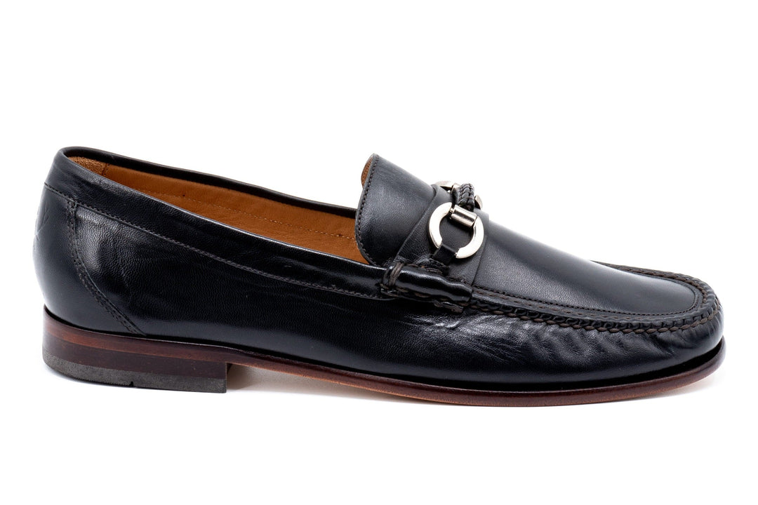 Maxwell Hand Finished Sheep Skin Leather Horse Bit Loafers - Black