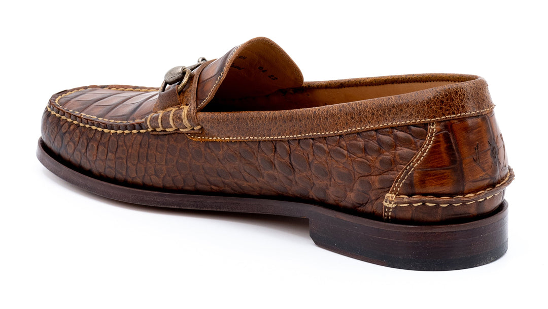 American Hand Finished Alligator Grain Leather Horse Bit Loafers