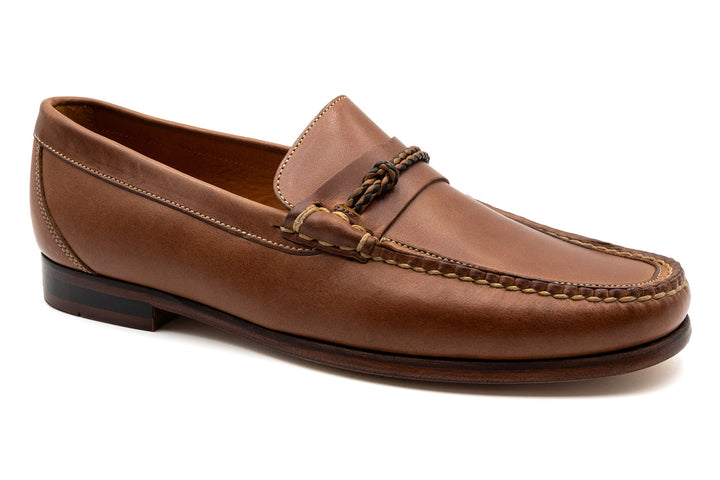 Maxwell Knot Penny Loafers in Oiled Saddle Leather