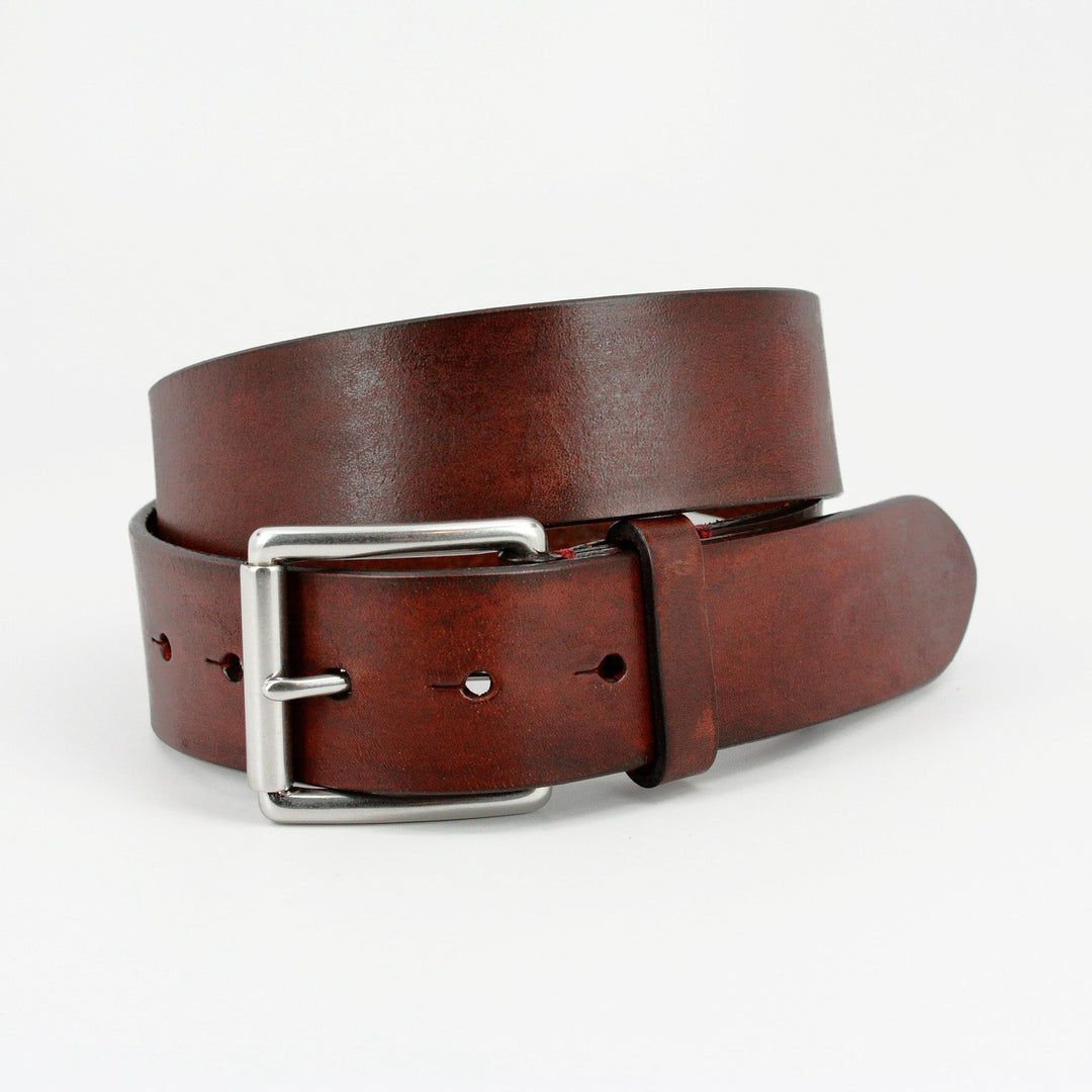 Hand Burnished Bridle Leather Belt in Brown