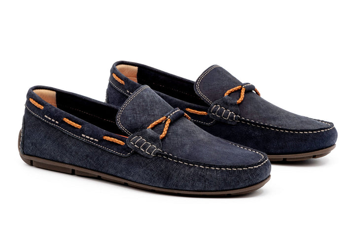 Navy Bermuda Braided Bit Loafers in Nubuck