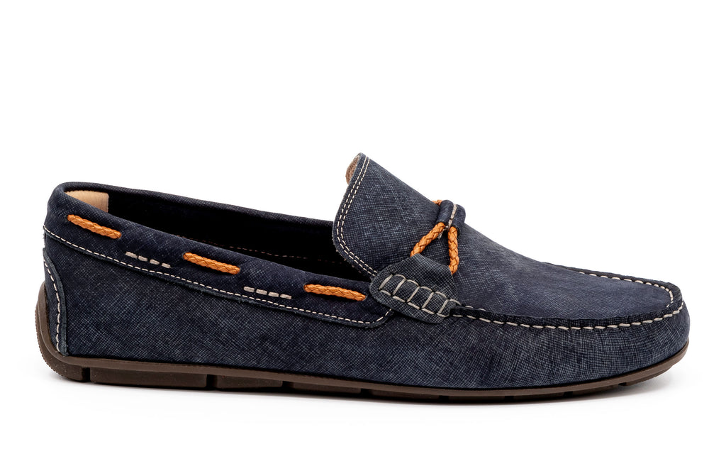 Navy Bermuda Braided Bit Loafers in Nubuck