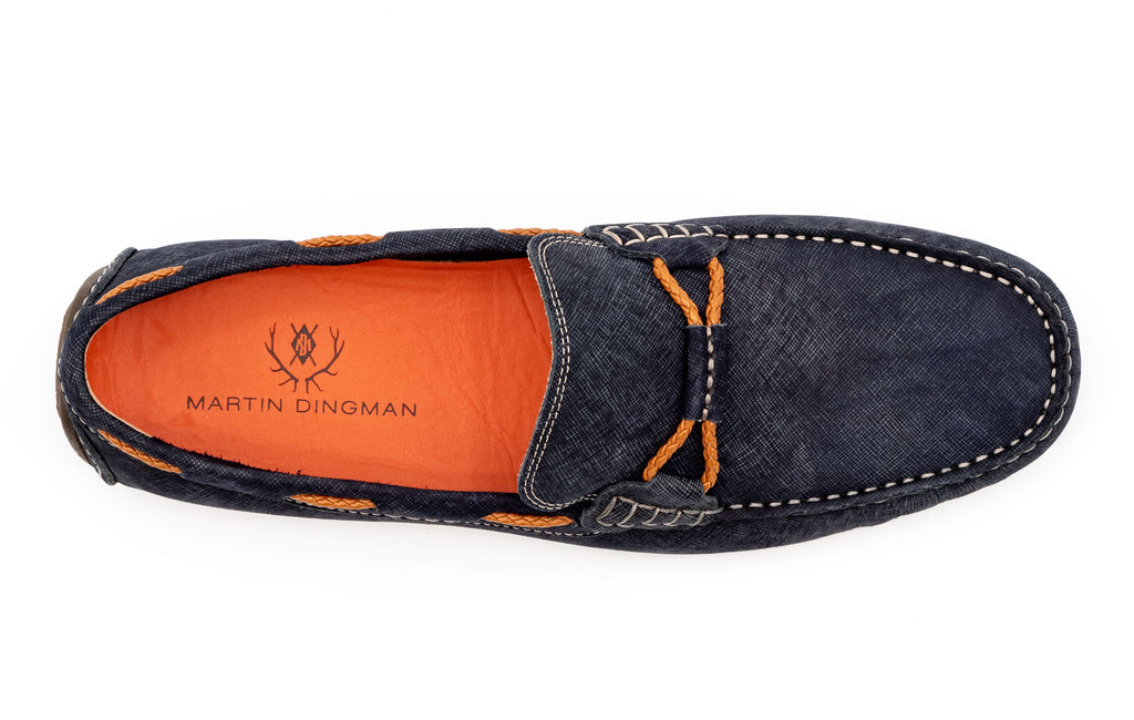 Navy Bermuda Braided Bit Loafers in Nubuck