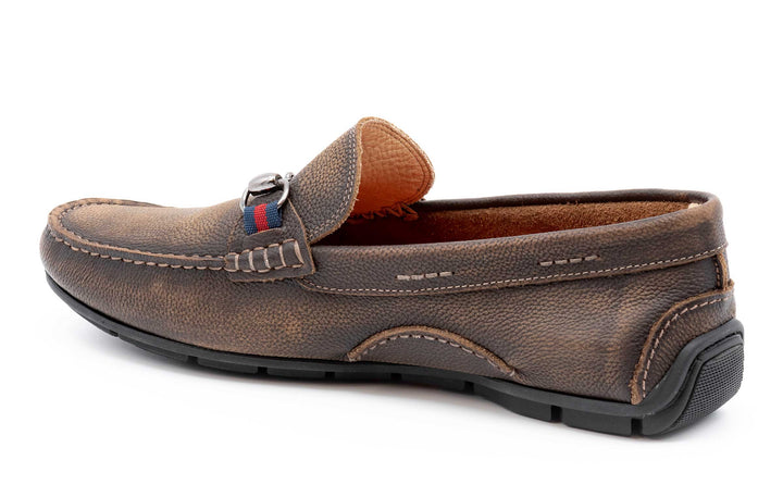 Hand Buffed Pebble Grain Leather Horse Bit Loafers