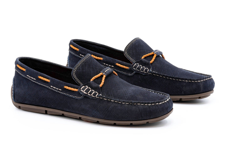 Water Repellent Linen Print Nubuck Leather Braided Bit Loafers