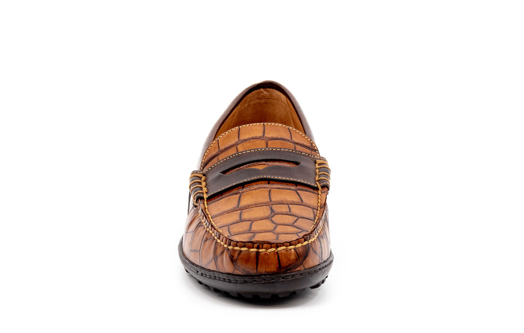 Bill Penny Loafers in Chestnut Alligator Grain Leather