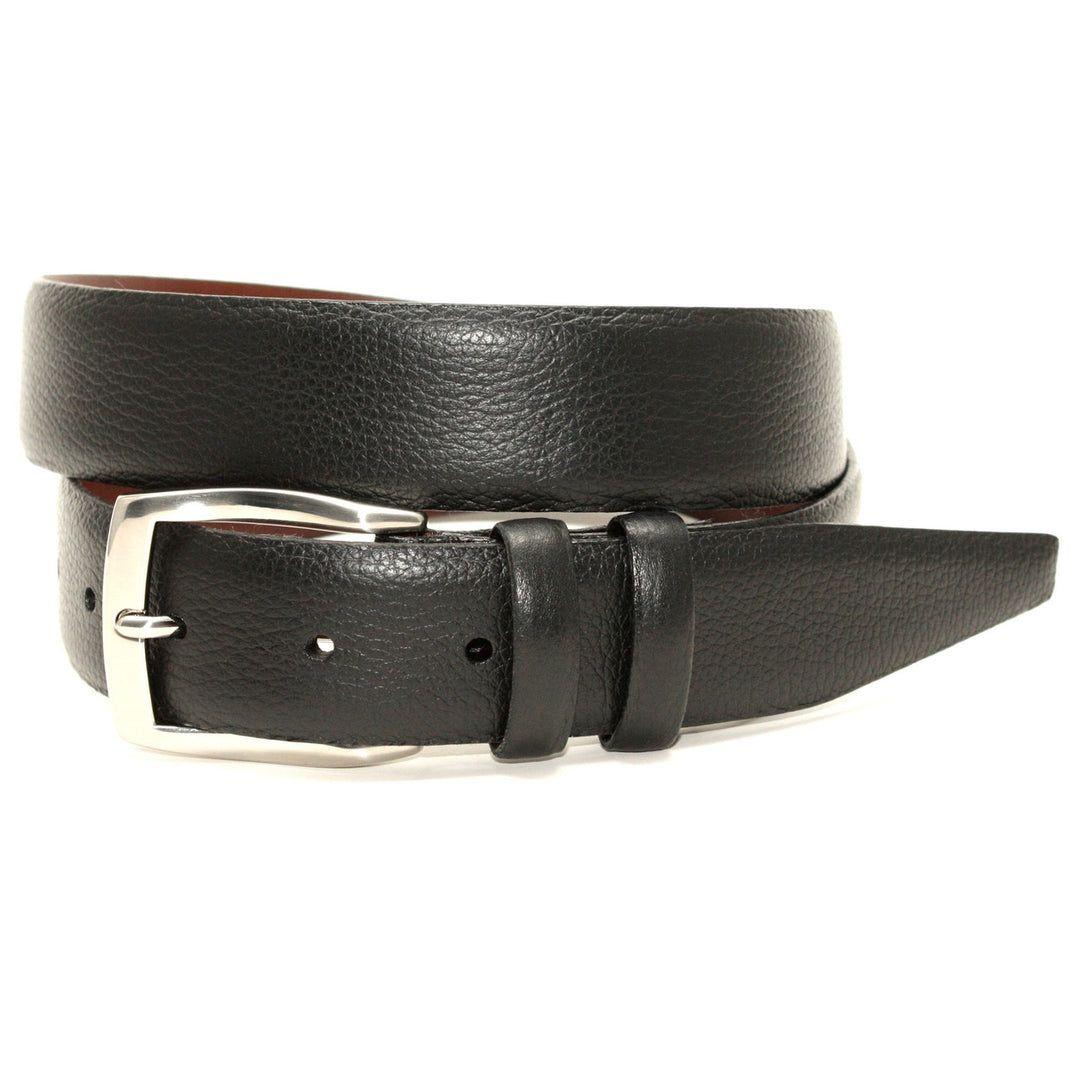 Pebble Grained Calfskin Belt - Black