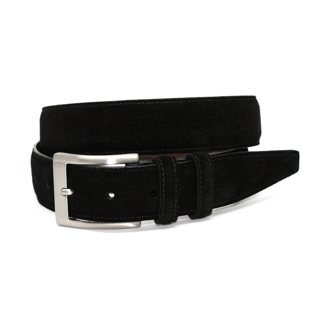Italian Sueded Calfskin Belt - Black
