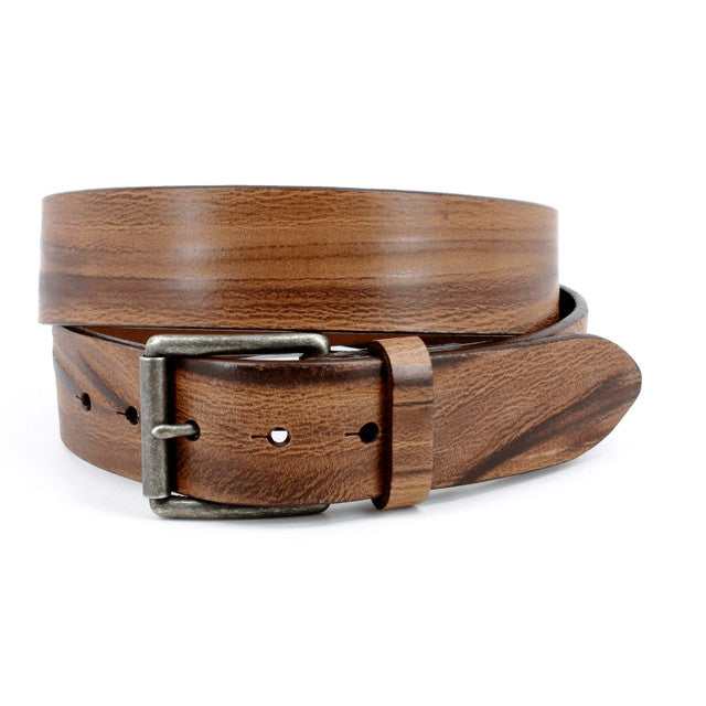 Italian Shrunken Grain Kipskin Leather Belt - Antique Brown