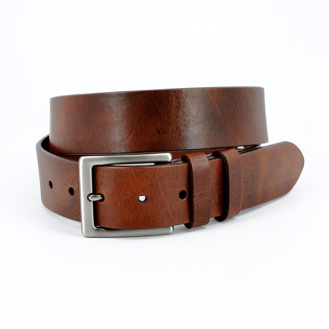 Italian Polished Calfskin Leather Belt - Walnut