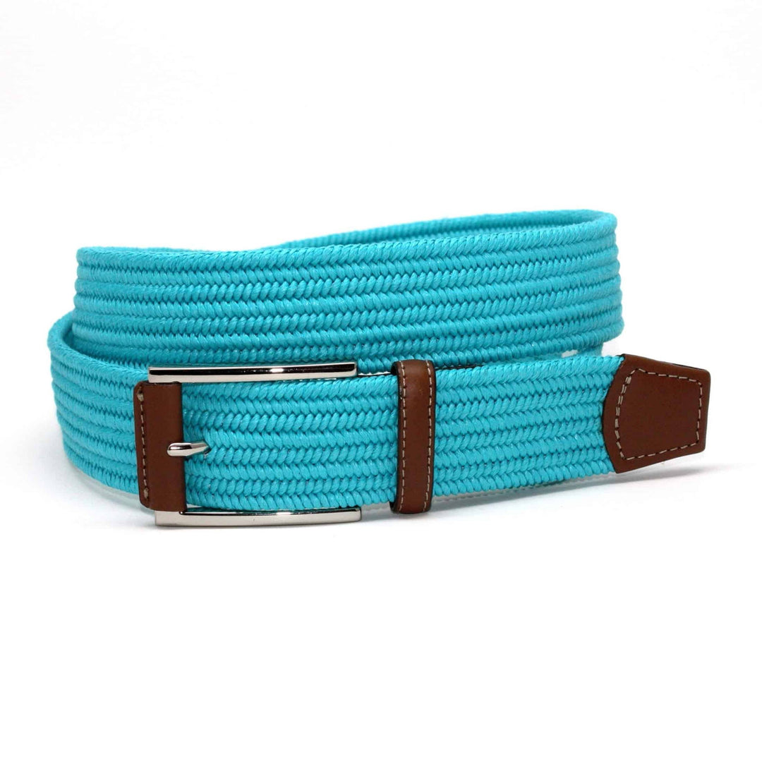 Italian Mini Woven Cotton Stretch Belt - Turquoise