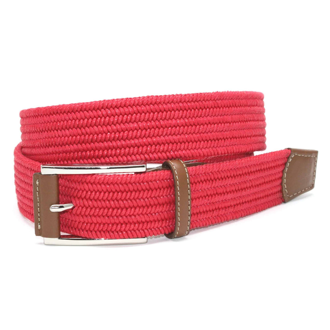 Italian Mini Woven Cotton Stretch Belt - Red