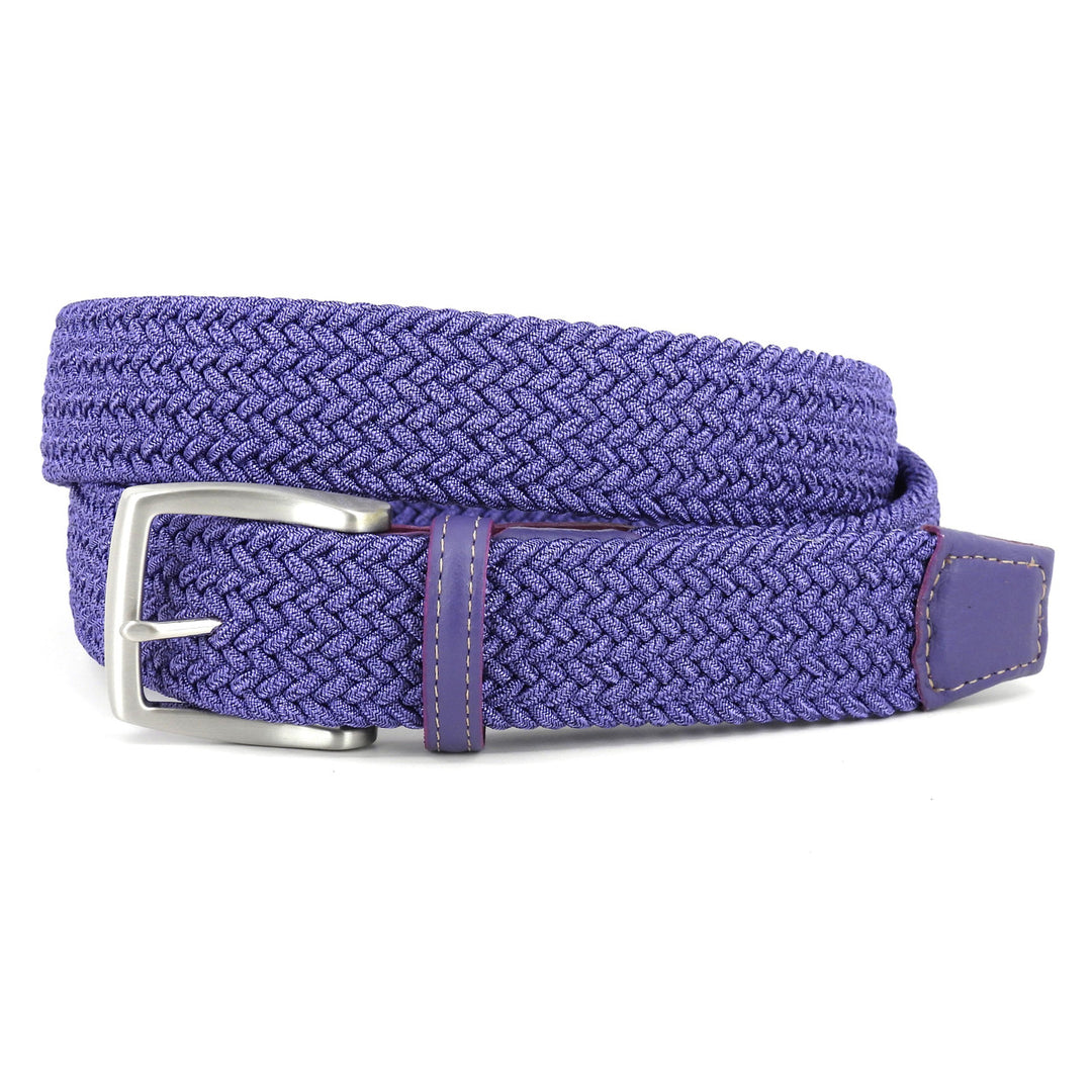 Italian Braided Melange Rayon Elastic Belt - Purple