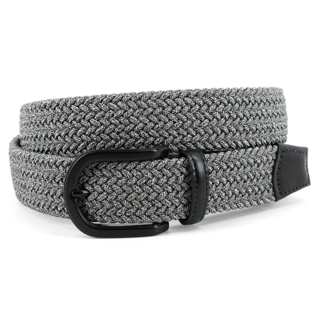 Italian Braided Melange Rayon Elastic Belt - Grey