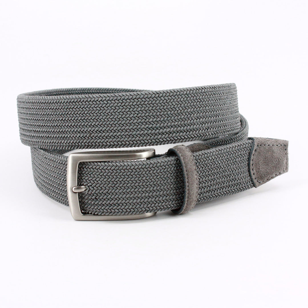 Italian Tubular Woven Rayon Elastic Belt - Grey