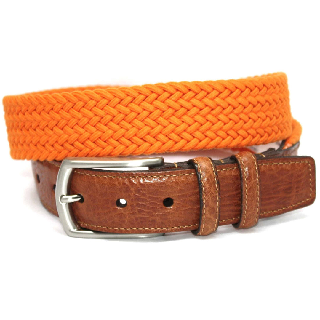 Italian Woven Cotton Elastic Belt - Orange