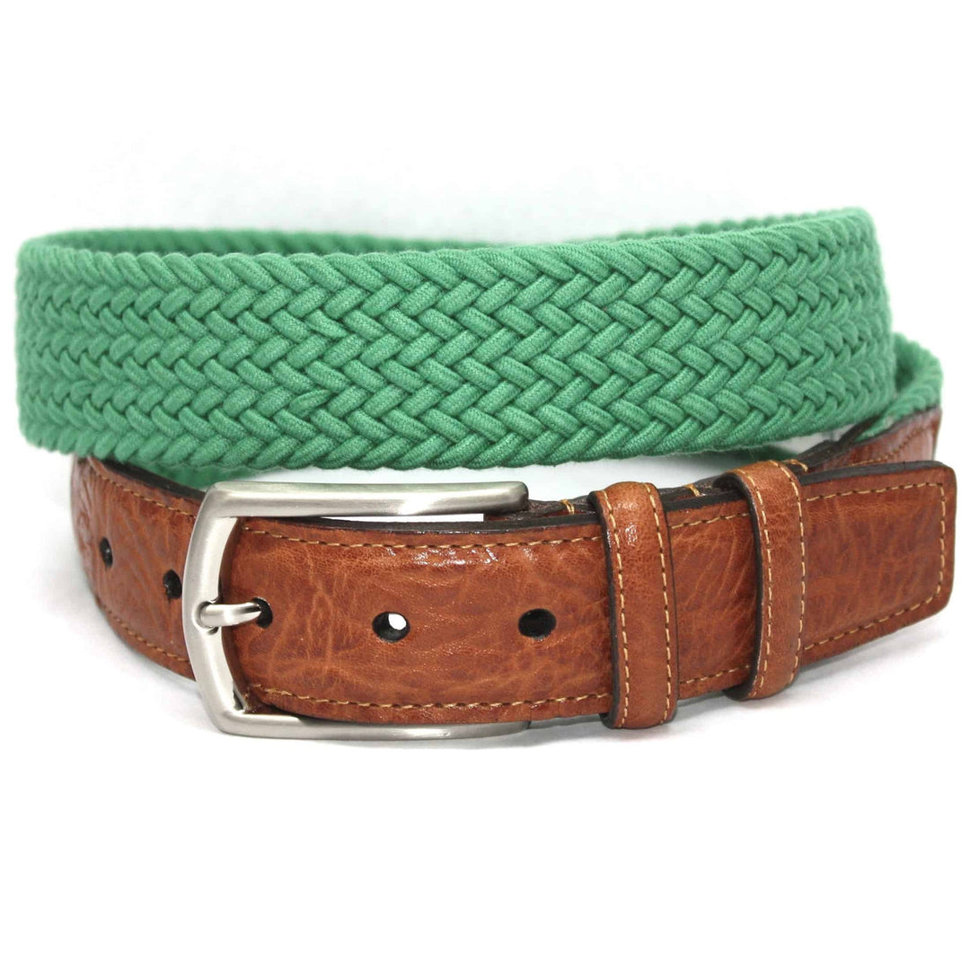 Italian Woven Cotton Elastic Belt - Light Green