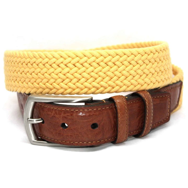 Italian Woven Cotton Elastic Belt - Yellow