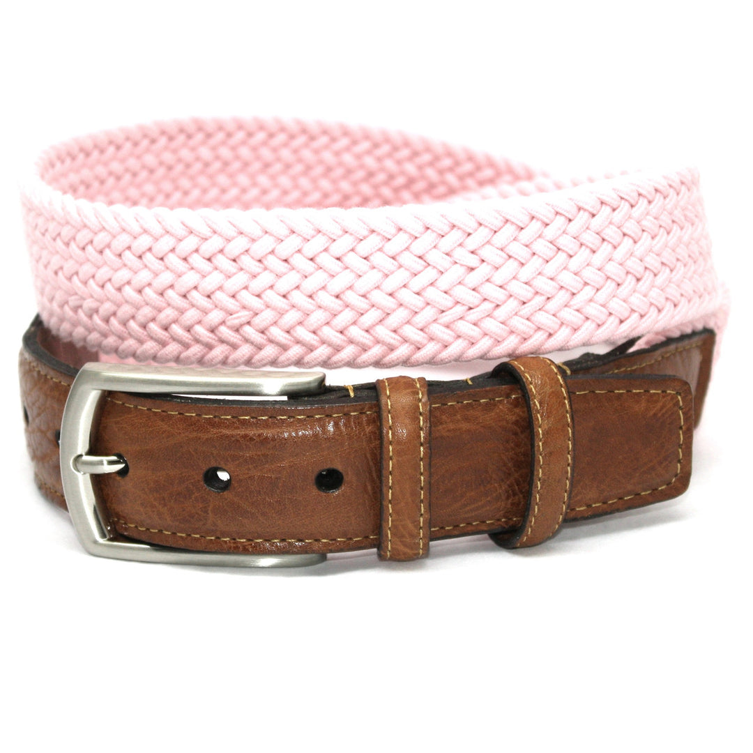 Italian Woven Cotton Elastic Belt - Pink